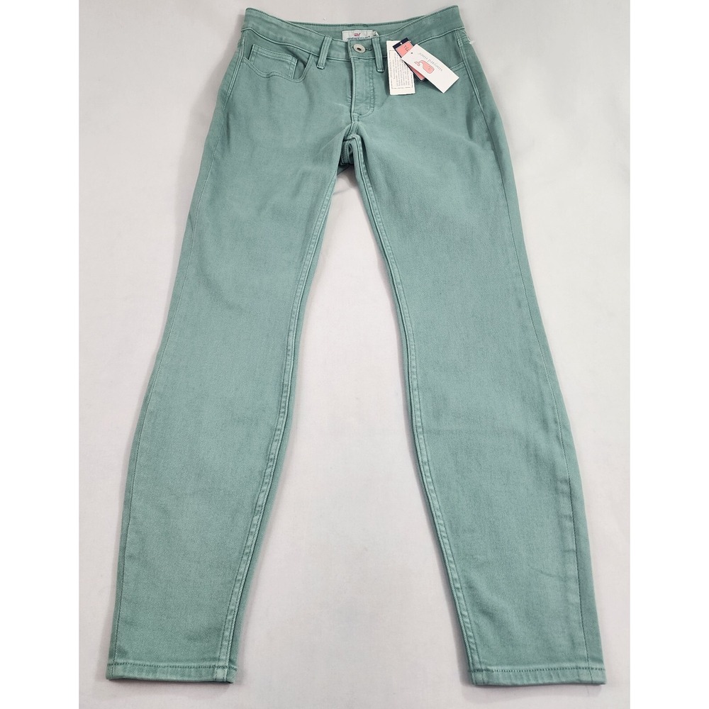 Vineyard Vines jeans womens W 25 green HR skinny stretch 2P001295 $79 Ladies
